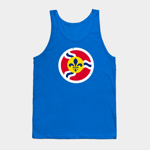 Retro St Louis Missouri City Flag // Vintage STL Grunge Emblem Tank Top by Now Boarding